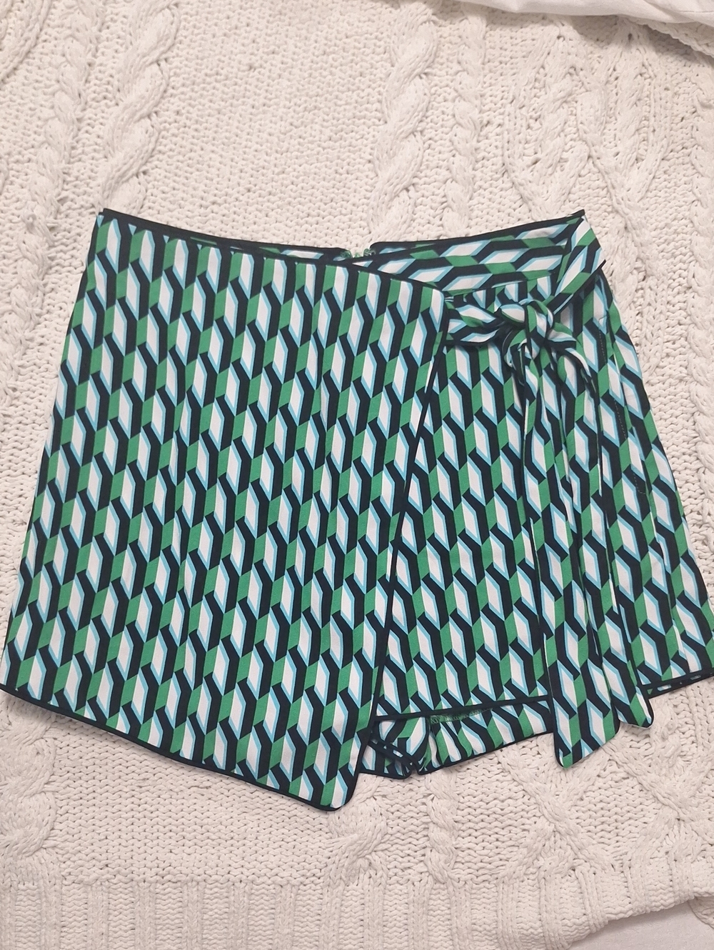 DVF X Target Geometric Print Green & Blue Wrap Skort